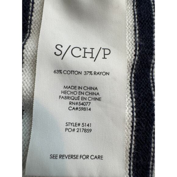 Cabi Victory sweater duster patchwork navy & white striped long sleeve Sz S - Picture 6 of 7